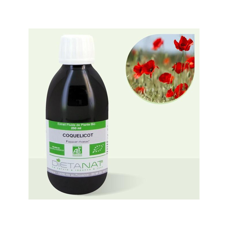 Coquelicot bio - 250ml Extrait de plantes fraiches bio  de Dietanat