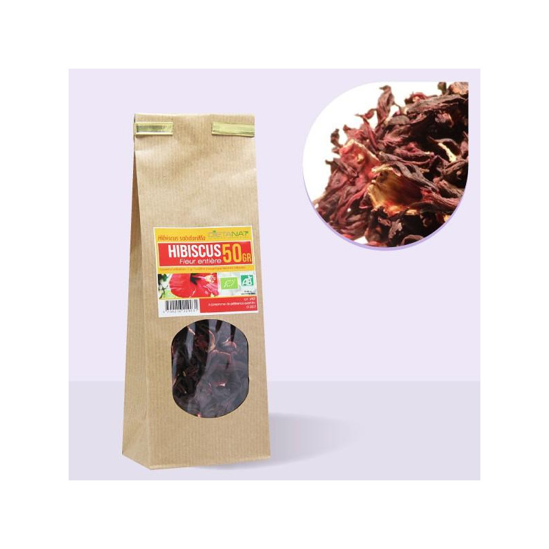 Hibiscus fleurs entières bio - 50gr Tisane médicinale