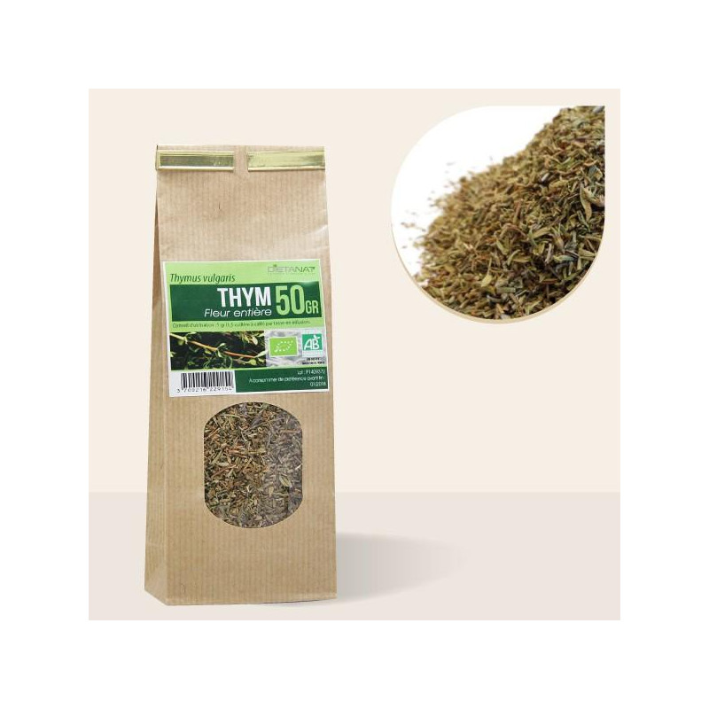 Thym feuilles entières bio - 50gr Tisane médicinale