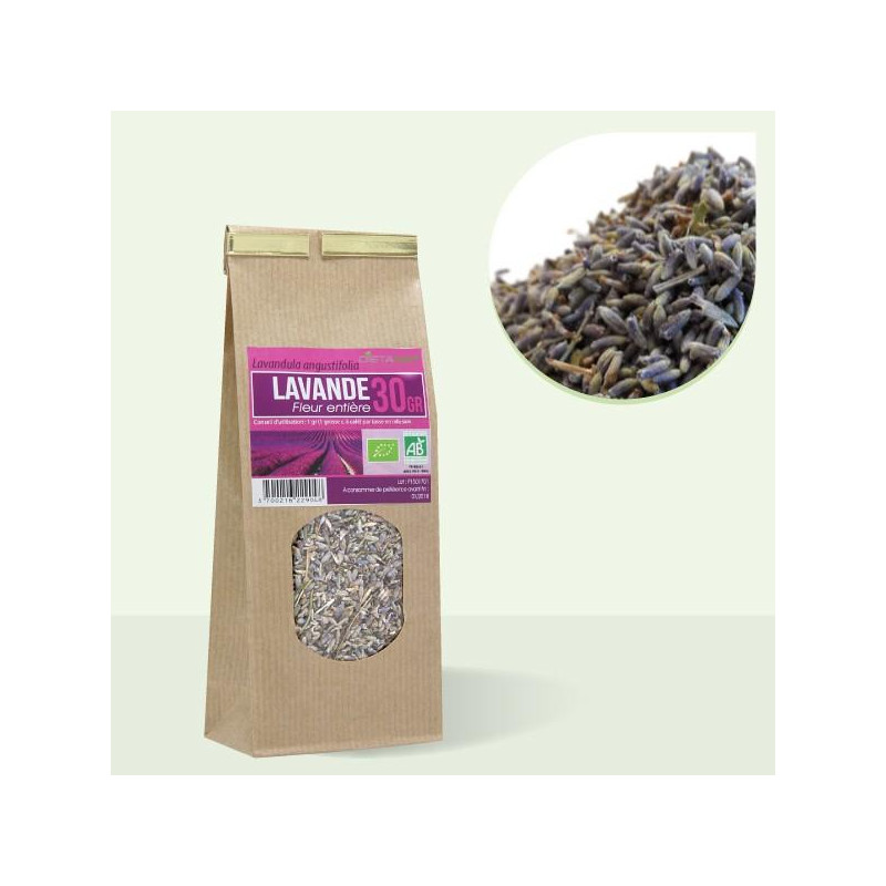Lavande vraie fleurs entières bio - 30gr Tisane médicinale