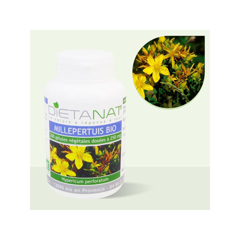 Millepertuis bio - 200 gélules de plantes 250mg 
