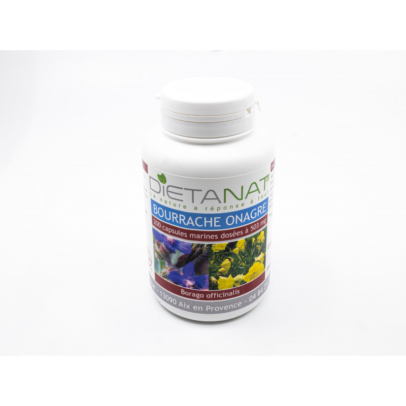Huile Onagre Bourrache ECOCERT - 200 Capsules huileuses 250mg et 250mg