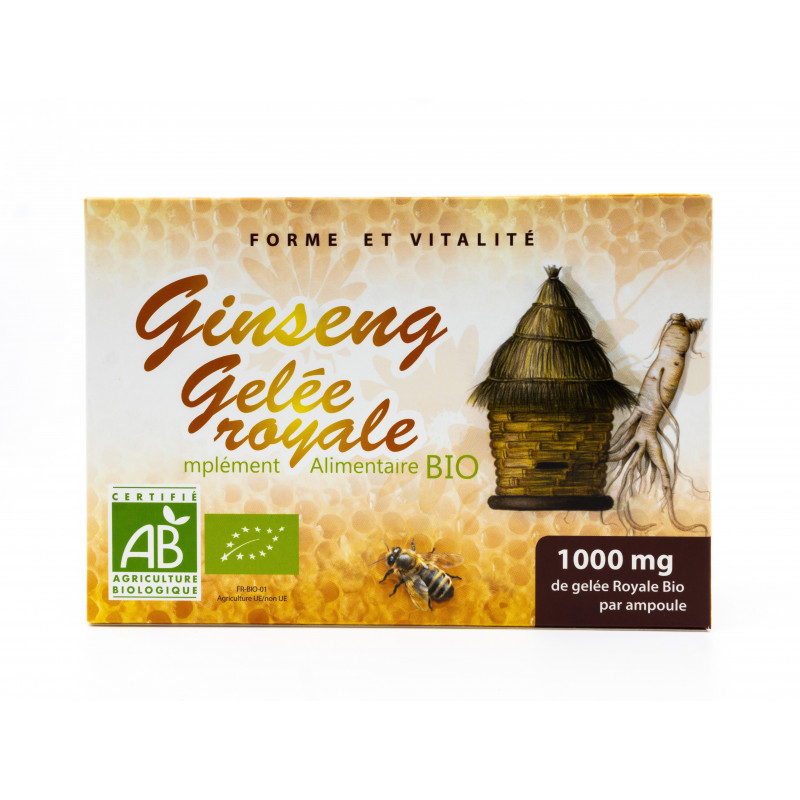 Ginseng et Gelée Royale bio - 20 Ampoules 200ml et 10ml
