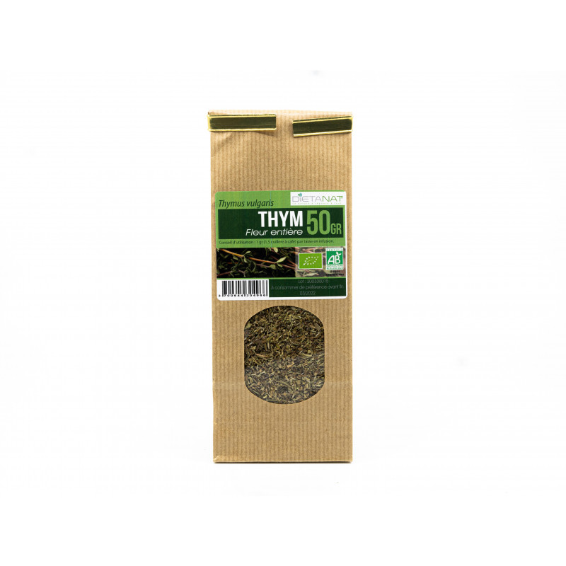 Thym feuilles entières bio - 50gr Tisane médicinale