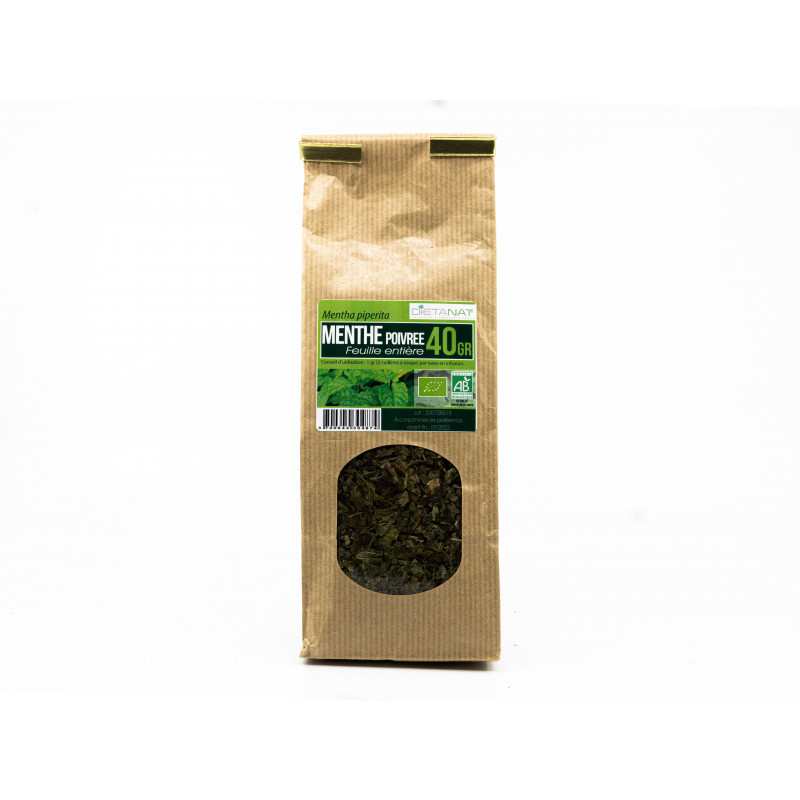 Menthe poivrée feuilles entières bio - 40gr Tisane médicinale