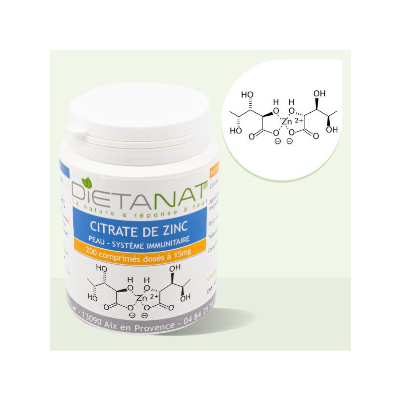 Citrate de Zinc en comprimés dosés à 15mg