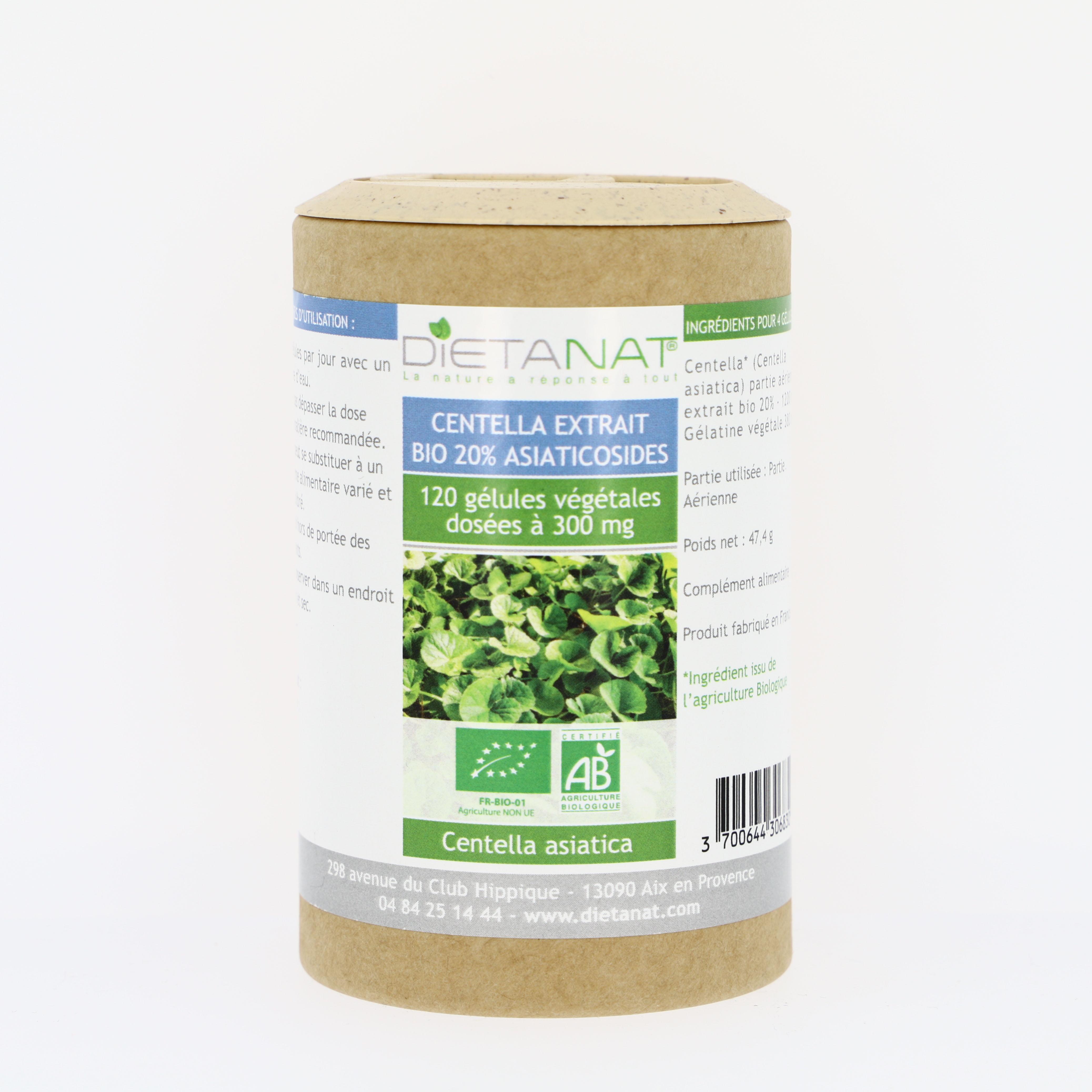 Centella asiatica extrait bio 20% asiaticosides - 120 gélules végétales 300mg