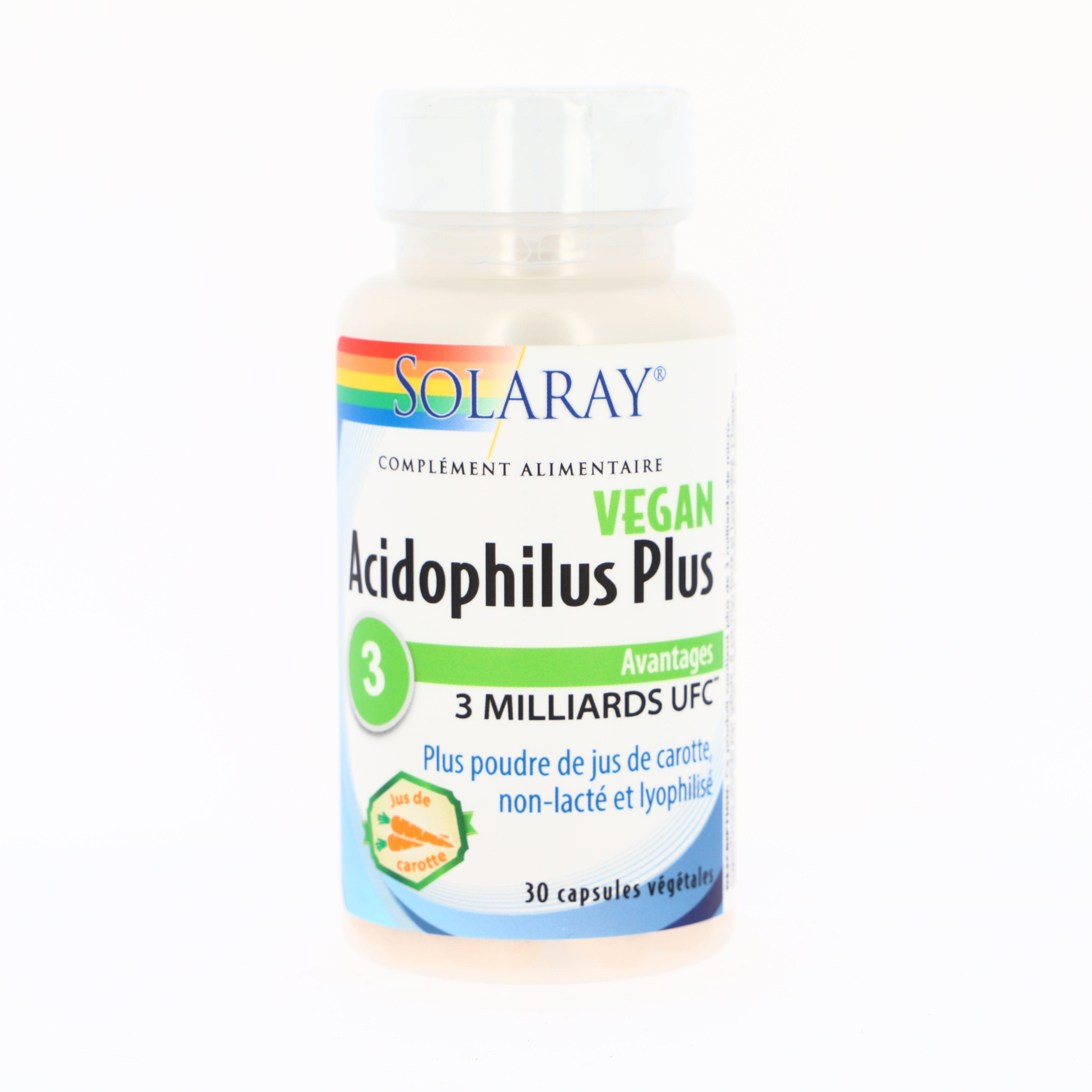 Acidophilus plus Jus de Carotte Végan non lacté - 30 Capsules 
