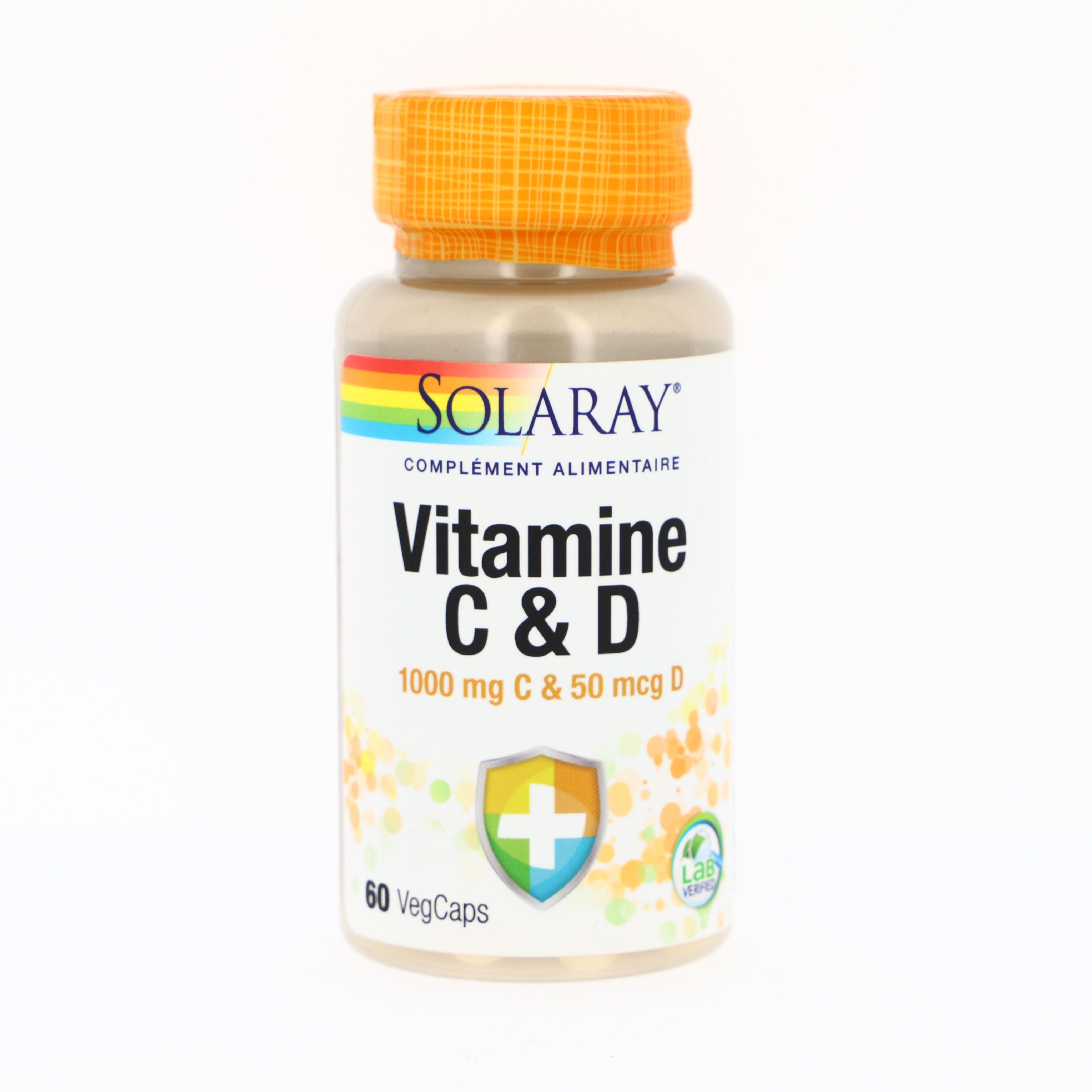 Vitamine C et D - 60 Gélules végétales 1000mg / 50mg