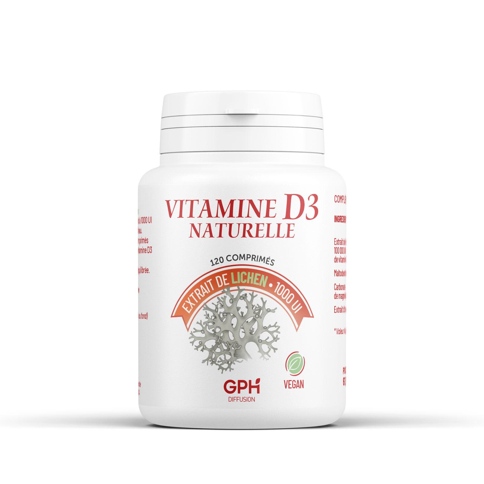 Vitamine D3 Végétale Extrait de lichen 1000 UI Vegan - 120 comprimés